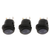 3 pieces Waterproof Round Illuminated Rocker Switch, ON-OFF Action, Blue LED , 0.7" Quick Connect Terminals, 12V/200V - Aladdin Shoppers