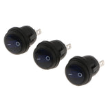3 pieces Waterproof Round Illuminated Rocker Switch, ON-OFF Action, Blue LED , 0.7" Quick Connect Terminals, 12V/200V - Aladdin Shoppers