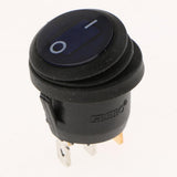 3 pieces Waterproof Round Illuminated Rocker Switch, ON-OFF Action, Blue LED , 0.7" Quick Connect Terminals, 12V/200V - Aladdin Shoppers