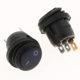 3 pieces Waterproof Round Illuminated Rocker Switch, ON-OFF Action, Blue LED , 0.7" Quick Connect Terminals, 12V/200V - Aladdin Shoppers