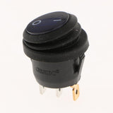 3 pieces Waterproof Round Illuminated Rocker Switch, ON-OFF Action, Blue LED , 0.7" Quick Connect Terminals, 12V/200V - Aladdin Shoppers