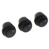 3 pieces Waterproof Round Illuminated Rocker Switch, ON-OFF Action, Blue LED , 0.7" Quick Connect Terminals, 12V/200V - Aladdin Shoppers