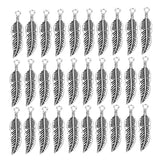 30 Pcs Ancient Silver Leaves Pendants Necklace Charms For Jewelry Crafting - Aladdin Shoppers