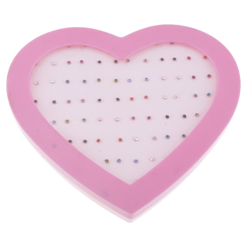 36 Pairs Mixed Color Shiny Rhinestone Stud Earrings Set Love Heart Box Organizer - Aladdin Shoppers