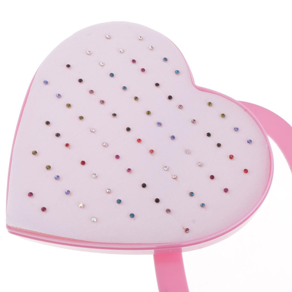 36 Pairs Mixed Color Shiny Rhinestone Stud Earrings Set Love Heart Box Organizer - Aladdin Shoppers