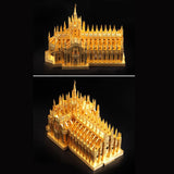 3D Metal Jigsaw Puzzle Milan Cathedral Duomo di Milano Building Figurine Model DIY 3D Assemble Figurine Statue Toys Home Desk Decor Golden - Aladdin Shoppers