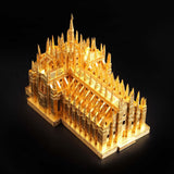 3D Metal Jigsaw Puzzle Milan Cathedral Duomo di Milano Building Figurine Model DIY 3D Assemble Figurine Statue Toys Home Desk Decor Golden - Aladdin Shoppers