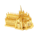 3D Metal Jigsaw Puzzle Milan Cathedral Duomo di Milano Building Figurine Model DIY 3D Assemble Figurine Statue Toys Home Desk Decor Golden - Aladdin Shoppers