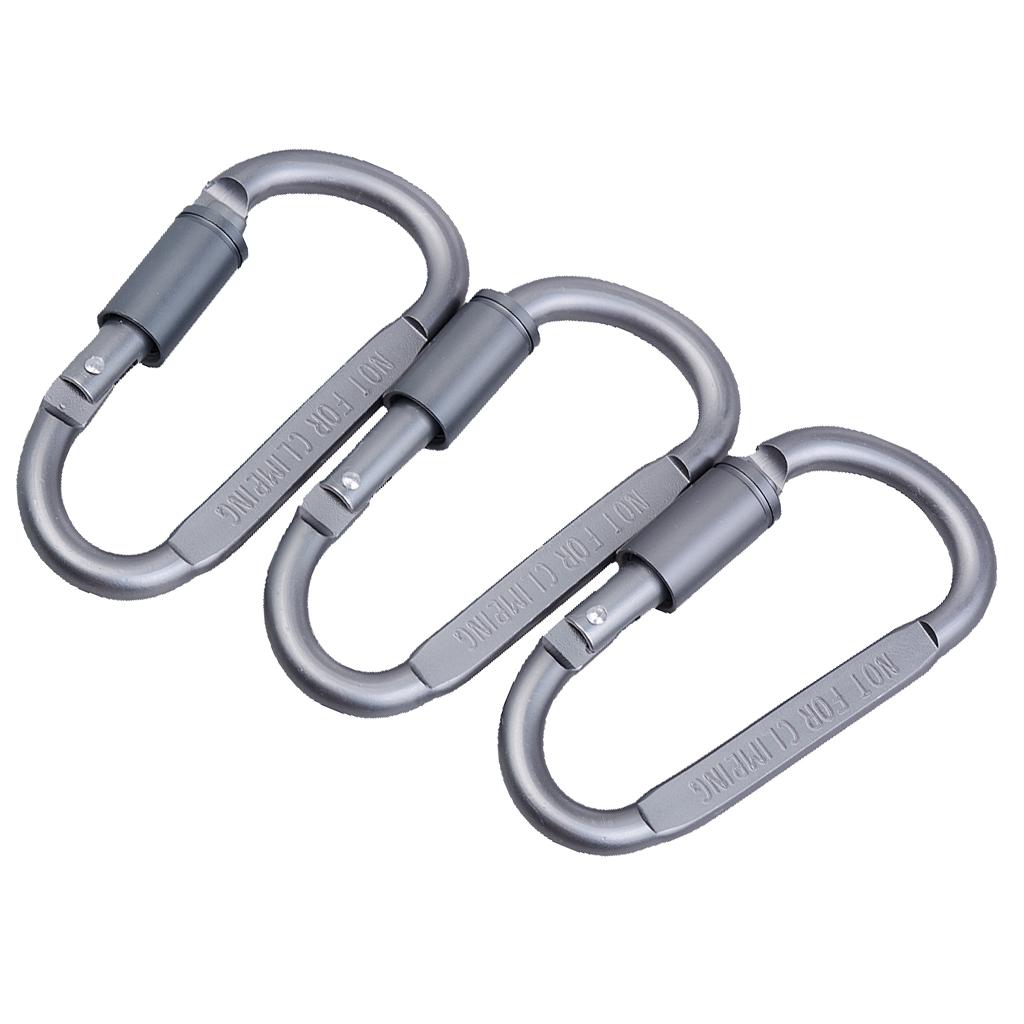 3pcs Tin Alloy D Type Carabiner Keychain Buckle Screw Locking Hook Outdoors - Aladdin Shoppers