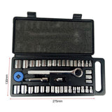 40 Pieces 3/8" 1/4" Drive Metric Ratchet Socket Wrench Mould Repair Tools -275x130mm - Aladdin Shoppers