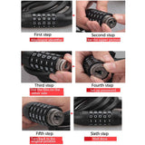 5-Digit Combination Bike Cable Code Lock Resettable Self Coiling Locks Black 4ft for Bicycle Gate Fence Locking - Aladdin Shoppers
