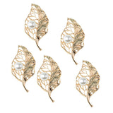 5 Pieces Gold Filigree Leaves with Pearl Beads Trim Flatback Buttons Embellishments Dress Appliques for Wedding Dress Phone Case Craft Bag Shoes Hair Accessories Handmade - Aladdin Shoppers