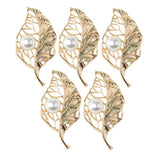 5 Pieces Gold Filigree Leaves with Pearl Beads Trim Flatback Buttons Embellishments Dress Appliques for Wedding Dress Phone Case Craft Bag Shoes Hair Accessories Handmade - Aladdin Shoppers