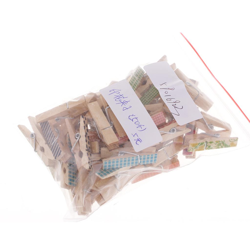 50 Pieces Mixed Color Christmas Patterned Mini Pegs Decor Craft Wood Photo Hanging Spring Clips - Aladdin Shoppers