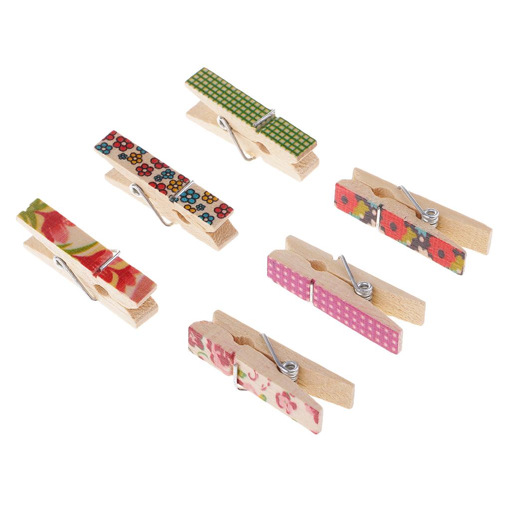 50 Pieces Mixed Color Christmas Patterned Mini Pegs Decor Craft Wood Photo Hanging Spring Clips - Aladdin Shoppers