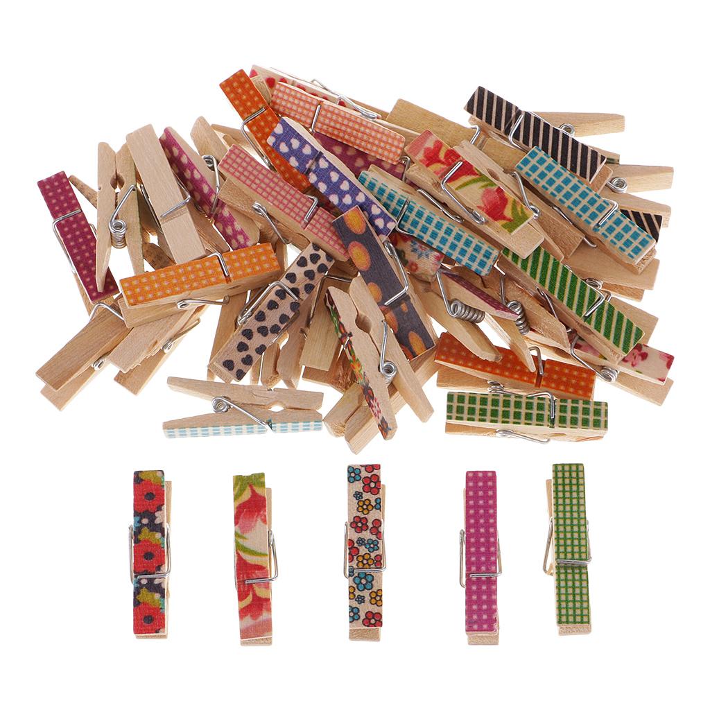 50 Pieces Mixed Color Christmas Patterned Mini Pegs Decor Craft Wood Photo Hanging Spring Clips - Aladdin Shoppers