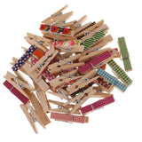50 Pieces Mixed Color Christmas Patterned Mini Pegs Decor Craft Wood Photo Hanging Spring Clips - Aladdin Shoppers