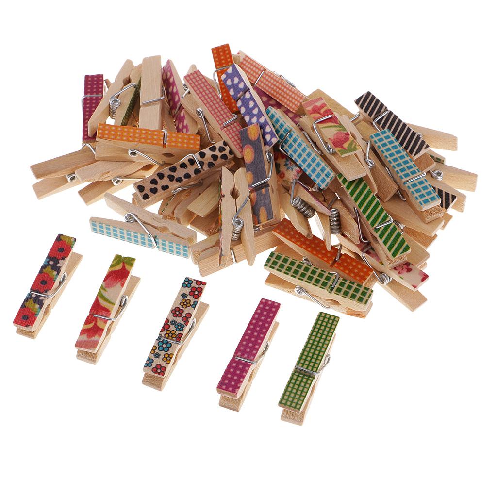 50 Pieces Mixed Color Christmas Patterned Mini Pegs Decor Craft Wood Photo Hanging Spring Clips - Aladdin Shoppers