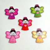 50 Pieces Mixed Wood Sewing Button Scrapbooking Buttons Wooden Painting Cartoon Angle Girls 3 Holes 30mmx 30mm Sewing Clothes Crafts - Aladdin Shoppers