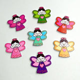 50 Pieces Mixed Wood Sewing Button Scrapbooking Buttons Wooden Painting Cartoon Angle Girls 3 Holes 30mmx 30mm Sewing Clothes Crafts - Aladdin Shoppers