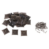 50 Pieces Vintage Square Flower Design Iron Tack Nails Stud Pins Sofa Furniture Wall Upholstery Sofa Door Decoration - Aladdin Shoppers