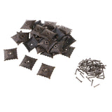 50 Pieces Vintage Square Flower Design Iron Tack Nails Stud Pins Sofa Furniture Wall Upholstery Sofa Door Decoration - Aladdin Shoppers