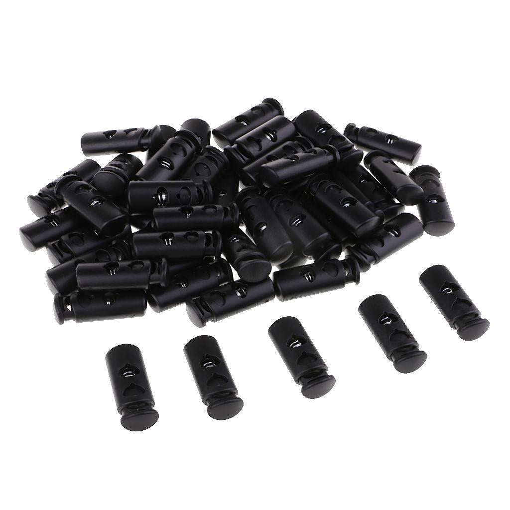50 Pieces/Pack Plastic Double Hole Cord Locks Spring Toggle Stop for Clothing Pants - Aladdin Shoppers