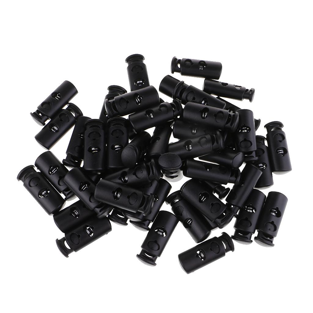 50 Pieces/Pack Plastic Double Hole Cord Locks Spring Toggle Stop for Clothing Pants - Aladdin Shoppers