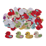 50Pcs Cute Cartoon Duck Wood Buttons Animals Craft Sewing Buttons Decorative - Aladdin Shoppers