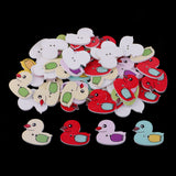 50Pcs Cute Cartoon Duck Wood Buttons Animals Craft Sewing Buttons Decorative - Aladdin Shoppers