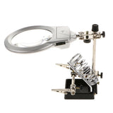 Maxbell LED Magnifying Glass with Soldering Iron Stand Adjustable Clip Clamps Silver