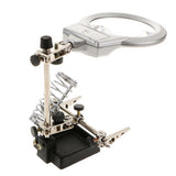 Maxbell LED Magnifying Glass with Soldering Iron Stand Adjustable Clip Clamps Silver