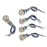 Maxbell 12V 19mm Latching LED Metal Push Button Panel Switch Waterproof Pattern 1
