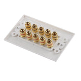 Maxbell White 10 Banana Plug 5 Speaker Cable Wall Plate Panel 115mm x 70mm