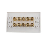 Maxbell White 10 Banana Plug 5 Speaker Cable Wall Plate Panel 115mm x 70mm