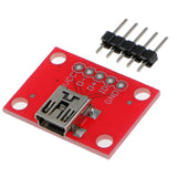 Maxbell Mini B USB Female Port Connector Breakout Board 5V Power for Arduino