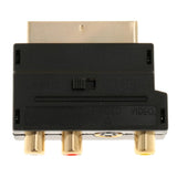Maxbell Scart to 3 RCA Switch, Gold Plated Mini Scart Plug In & Out to Triple 3 x RCA Phono Video/Audio Adapter Box Switchable Composite Lead Switch