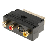 Maxbell Scart to 3 RCA Switch, Gold Plated Mini Scart Plug In & Out to Triple 3 x RCA Phono Video/Audio Adapter Box Switchable Composite Lead Switch