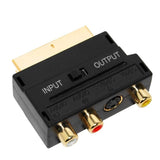 Maxbell Scart to 3 RCA Switch, Gold Plated Mini Scart Plug In & Out to Triple 3 x RCA Phono Video/Audio Adapter Box Switchable Composite Lead Switch
