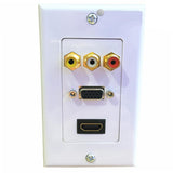 Maxbell Multimedia Wall Socket Face Plate For HDMI VGA 3RCA for Home Office