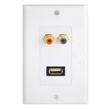 Maxbell USB2.0 Port 2RCA Female Wall Outlet Audio ABS Plate