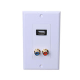 Maxbell USB2.0 Port 2RCA Female Wall Outlet Audio ABS Plate