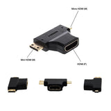 Maxbell 3 in 1 Mini + Micro Male HDMI to HDMI Female Adapter