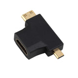 Maxbell 3 in 1 Mini + Micro Male HDMI to HDMI Female Adapter