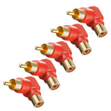 Maxbell RCA Right Angle Male to Female Adaptor Connector AV Audio/Video Cable Joint Coupler Pack of 5pcs Red