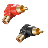 Maxbell RCA Right Angle Male to Female Adaptor Connector AV Audio/Video Cable Joint Coupler Pack of 5pcs Red