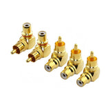 Maxbell Gold Plated Right Angle/90 Deg RCA Plug Adaptor Male to Female Connector Pack of 5pcs
