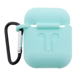 Maxbell Wireless Earphone Case Accessories, Silicone Protective Cover + Key Ring Clasp Set for Apple Airpods Teal