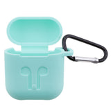 Maxbell Wireless Earphone Case Accessories, Silicone Protective Cover + Key Ring Clasp Set for Apple Airpods Teal