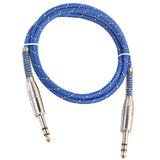 Max Bass Guitar 6.35mm Stereo Male to Male Audio Cable Nylon Braided Cord 1m